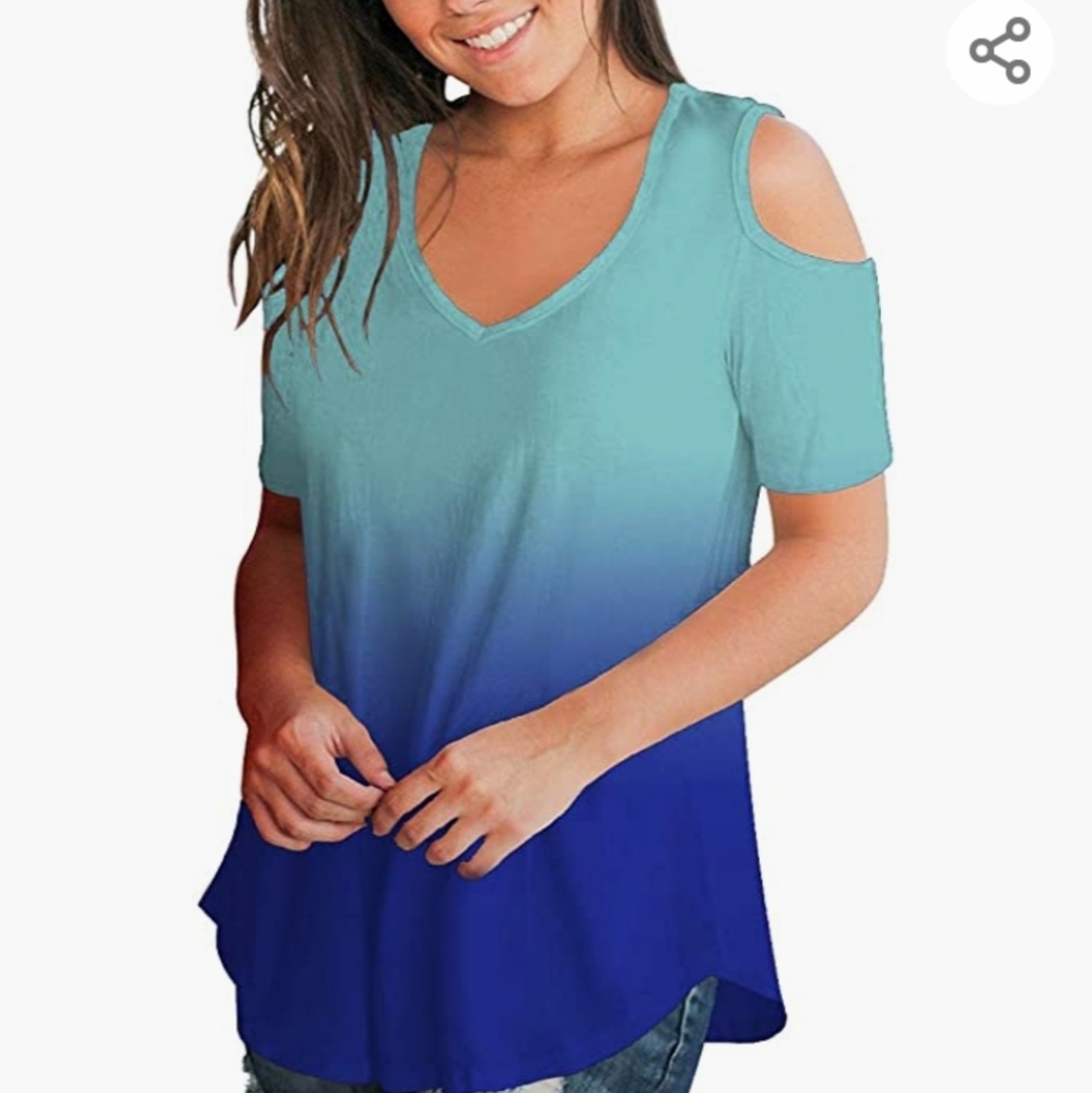 New Ombre Cold-shoulder Shirt
